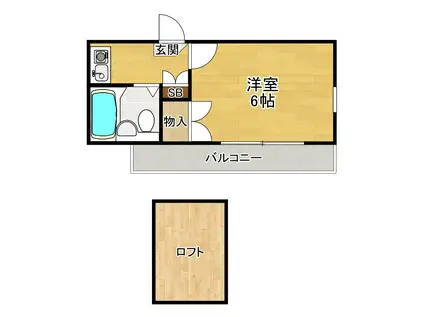 ポルテ御殿山(1K/2階)の間取り写真