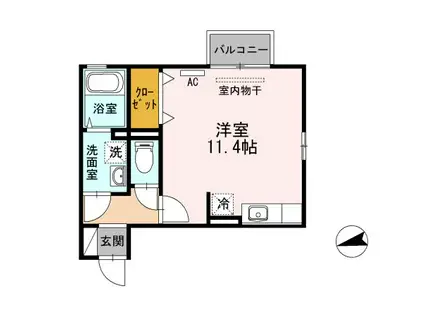 ＪＲ白新線 大形駅 徒歩22分 2階建 築11年(ワンルーム/2階)の間取り写真
