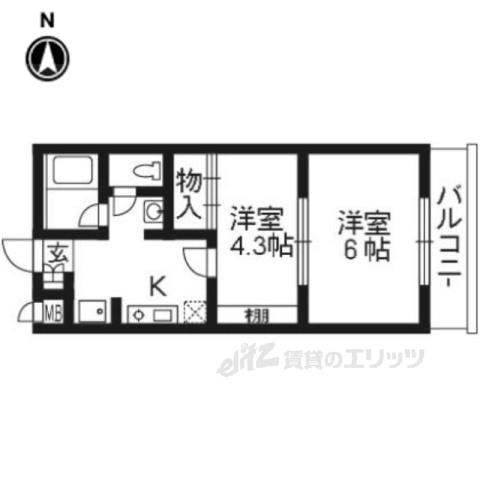 Mプラザ大住参番館(2K/5階)の間取り写真