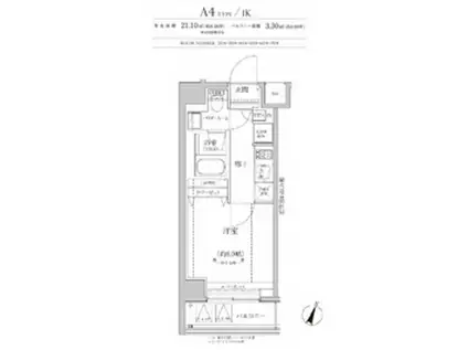 リルシア横濱元町(1K/4階)の間取り写真