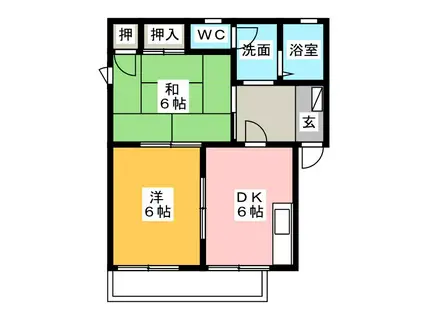 ディアコートS(2DK/1階)の間取り写真