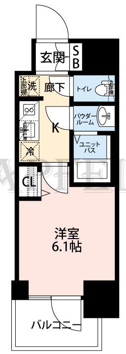 プレサンス松屋町ヴェルデス(1K/13階)の間取り写真