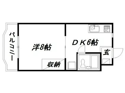 リバティI(1DK/3階)の間取り写真