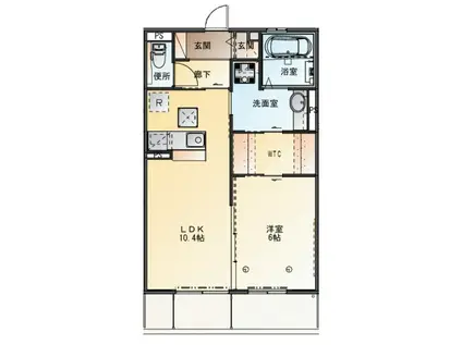 ビオスタージュ西館(1LDK/1階)の間取り写真