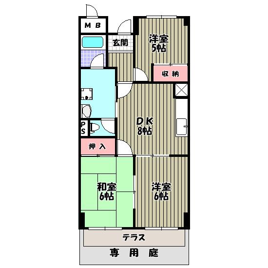グレースコート青葉丘(3DK/1階)の間取り写真