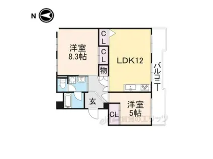 東大路高野第332(2LDK/4階)の間取り写真