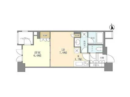 シティハウス東京新橋(1LDK/6階)の間取り写真