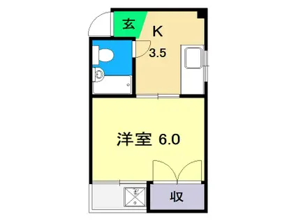 旭ビル(1K/2階)の間取り写真