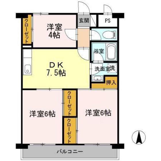 メゾン・ド・昭裕 I(3DK/1階)の間取り写真