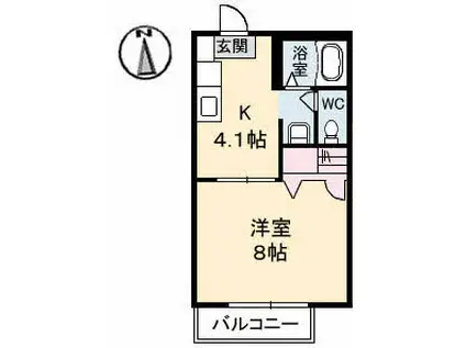 カサベルデIII(1K/1階)の間取り写真