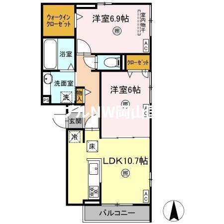 エマーブルMグラン II棟(2LDK/1階)の間取り写真