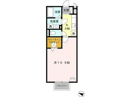 サニーヒル塚の台(1K/1階)の間取り写真