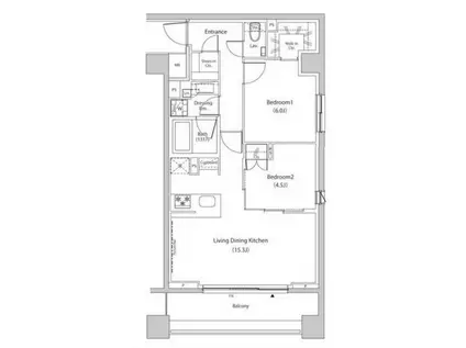 ザ・パークハビオ目黒プレイス(2LDK/3階)の間取り写真