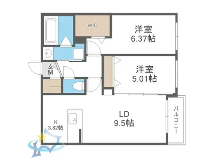 BPRレジデンス二十四軒(2LDK/5階)の間取り写真