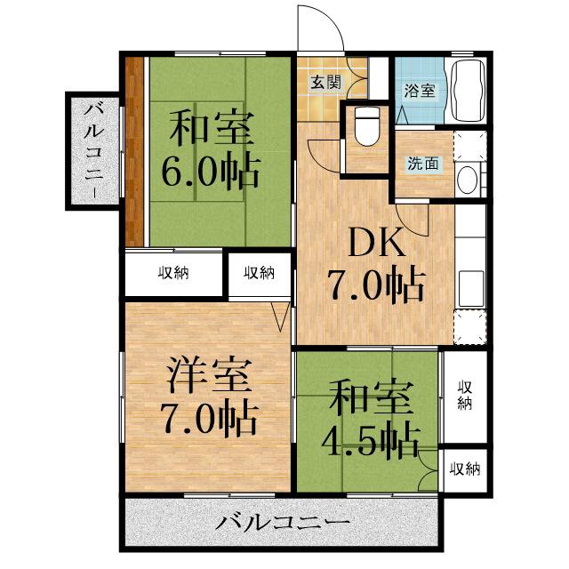 ハイツサンフラワー(3DK/2階)の間取り写真