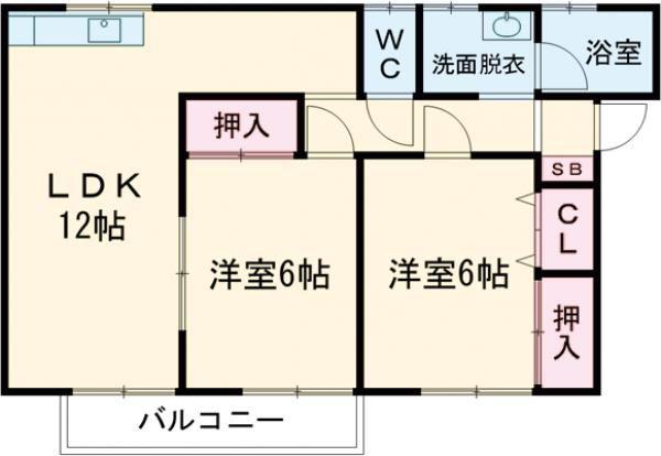 サンシャイン三池(2LDK/2階)の間取り写真