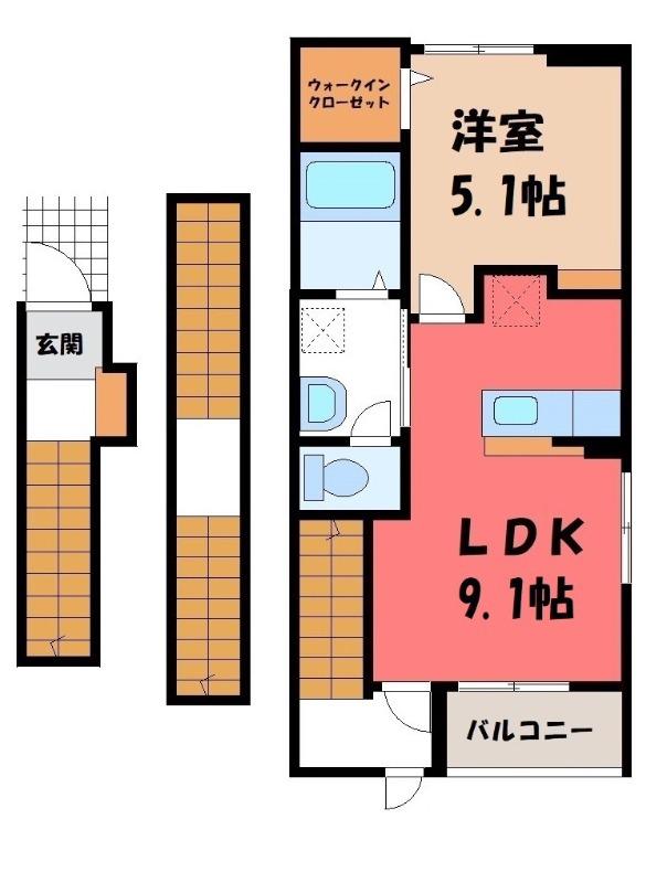 ヒカルサ熊谷石原サウス(1LDK/3階)の間取り写真