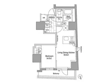 ザ・パークハビオ品川戸越(1LDK/12階)の間取り写真