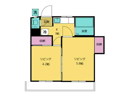 大久保ビル(1DK/4階)の間取り写真