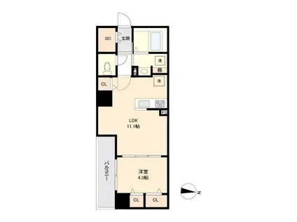 リテラス森下(1LDK/2階)の間取り写真