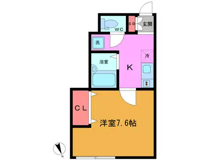 エル・カーサ新小岩(1K/1階)の間取り写真