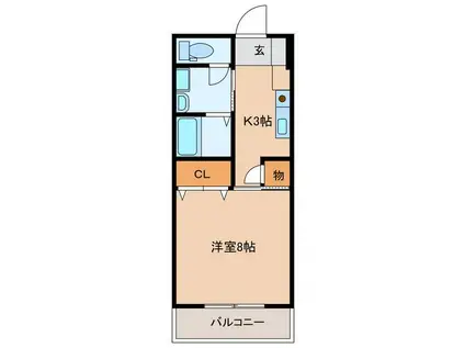 ヒルサイド露越(1K/3階)の間取り写真