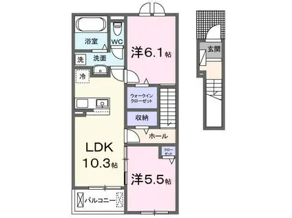 ルーク B(2LDK/2階)の間取り写真