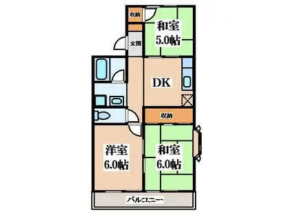 サンコートキタイ(3DK/3階)の間取り写真