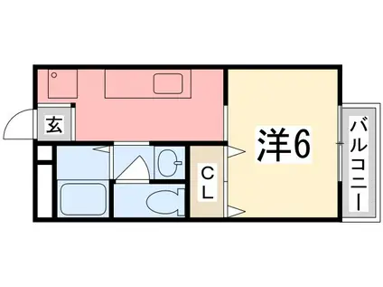 ビーライン松本(1K/1階)の間取り写真