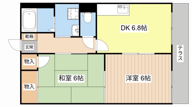 フレグランスヤス(2DK/1階)の間取り写真