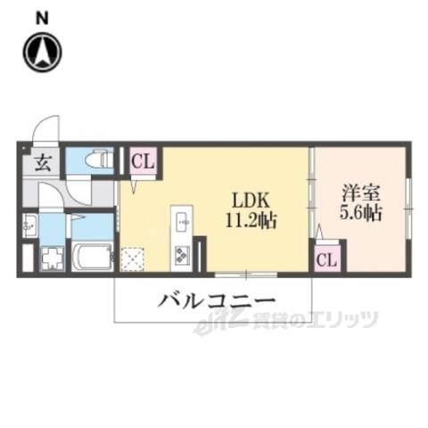 FLEURⅡ(1LDK/3階)の間取り写真