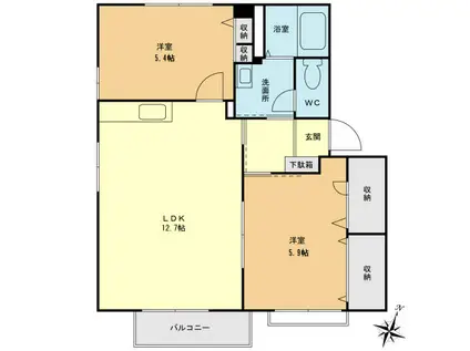 ディアス・ヴィラC(2LDK/1階)の間取り写真