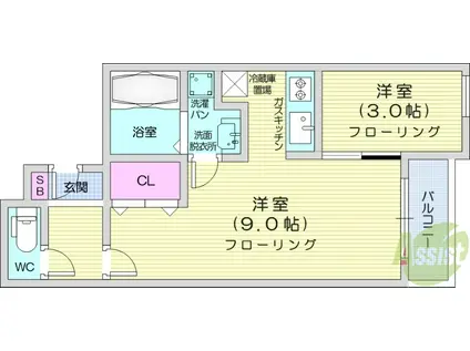 REキャスバルクォーレ長町南(1LDK/1階)の間取り写真