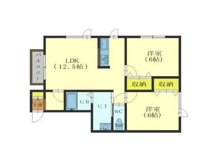 ビューアネックスII(2LDK/2階)の間取り写真