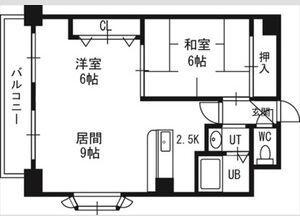 フェアフィールド菊水(2LDK/7階)の間取り写真