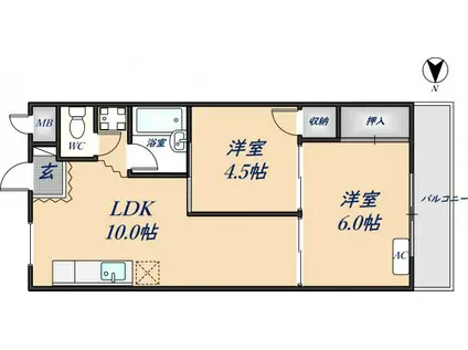 トリイプラザマンションI(2LDK/3階)の間取り写真