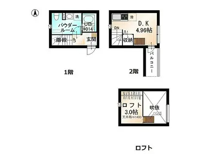 ARMYII(1SK/1階)の間取り写真