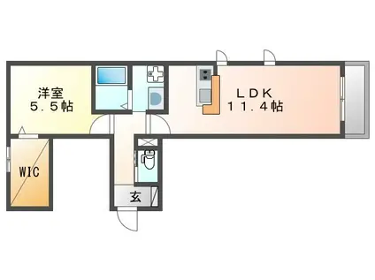 M.CUBE(1LDK/2階)の間取り写真