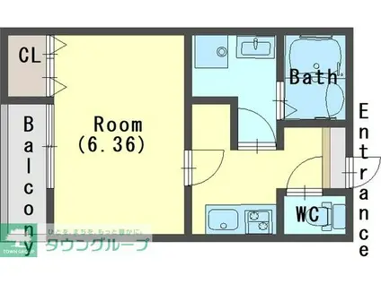 ジーメゾン新狭山ノース(1K/1階)の間取り写真