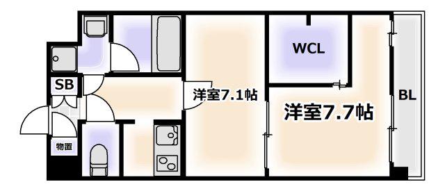 THE MUSIC COURT(2K/6階)の間取り写真