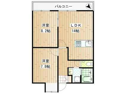 ブロケードグレース(2LDK/1階)の間取り写真