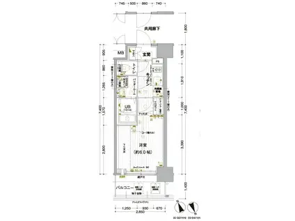 エスリード ザ・カレント大阪(1K/6階)の間取り写真