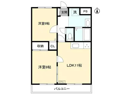 アーバン鈴木(2LDK/1階)の間取り写真