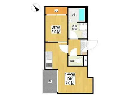 R-SMART 新栄2(1DK/2階)の間取り写真