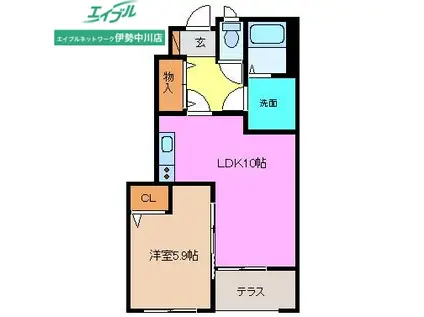 ルナ アズール(1LDK/1階)の間取り写真