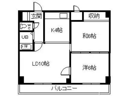 エーコー2条ビル(2LDK/6階)の間取り写真