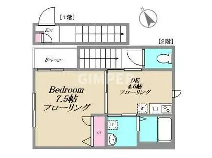 CADA板橋(1DK/2階)の間取り写真