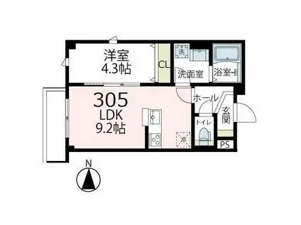 クリンゲル元住吉(1LDK/3階)の間取り写真