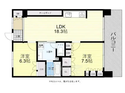 アーバンビュー宇品フェアパーク(2LDK/12階)の間取り写真
