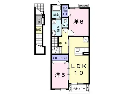 サン・ヒルズ(2LDK/2階)の間取り写真